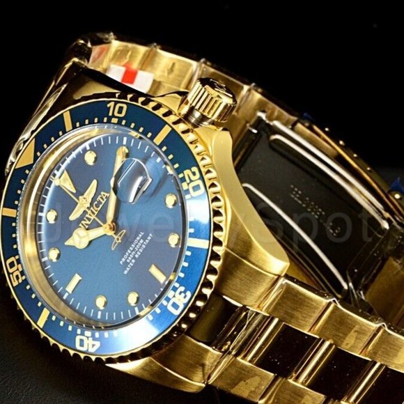 NEW Invicta Classic Pro Diver 43MM Blue Sunray Dial Gold Tone SS Bracelet Watch - Picture 4 of 10